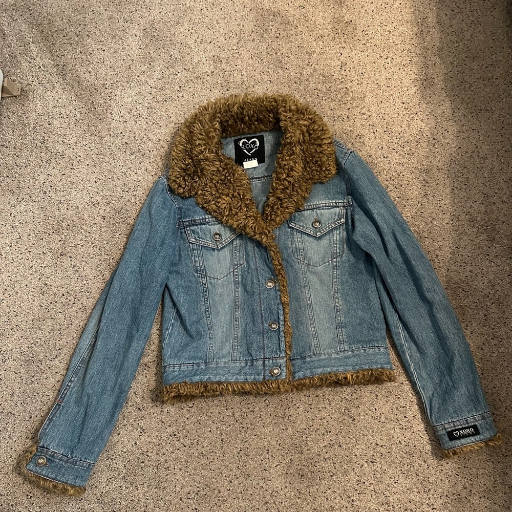XOXO Jean Jacket with Faux Fur Collar